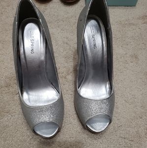 Call It Spring silver glitter pumps